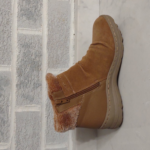 Baretraps Alick Leather Suede Faux Fur Tops Tan Stitched Ankle Boots Size 7 - Picture 7 of 15